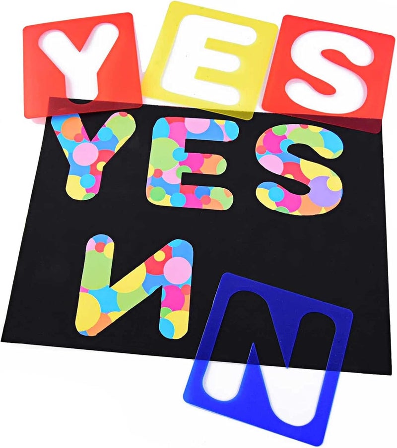 TecUnite 26 Pieces Alphabet Stencils Set Plastic Letter Stencils for Painting Learning, DIY Craft Decoration (8 x 8 Inches) - Image 5